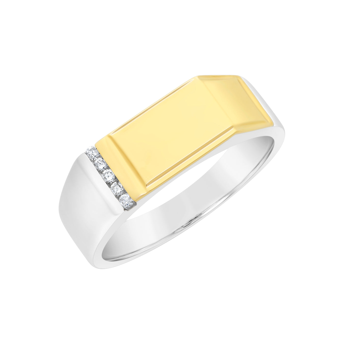 9k Gold & Sterling Silver Diamond Gents Ring