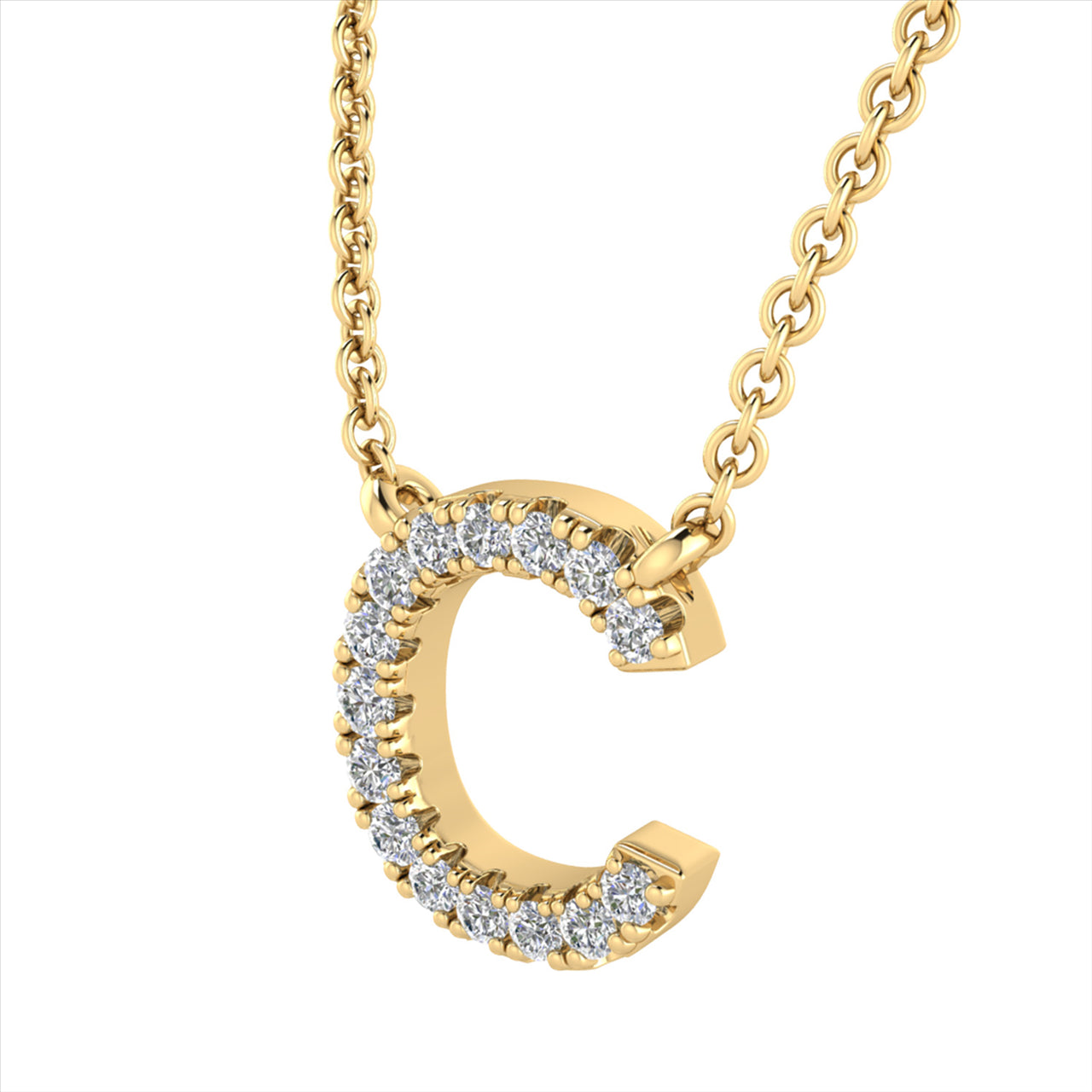 Initial 'C' Necklace with 0.06ct Diamonds in 9K Yellow Gold