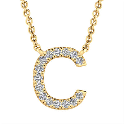 Initial 'C' Necklace with 0.06ct Diamonds in 9K Yellow Gold