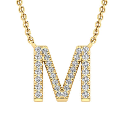 Initial 'M' Necklace with 0.09ct Diamonds in 9K Yellow Gold