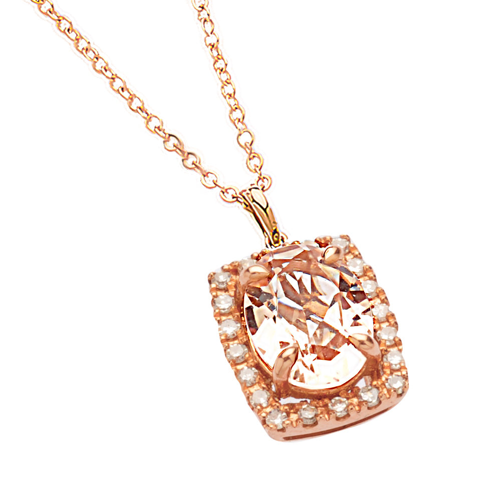 9ct RG Oval Morganite 7x5mm & Diamond =.18pts GHSI Pendant