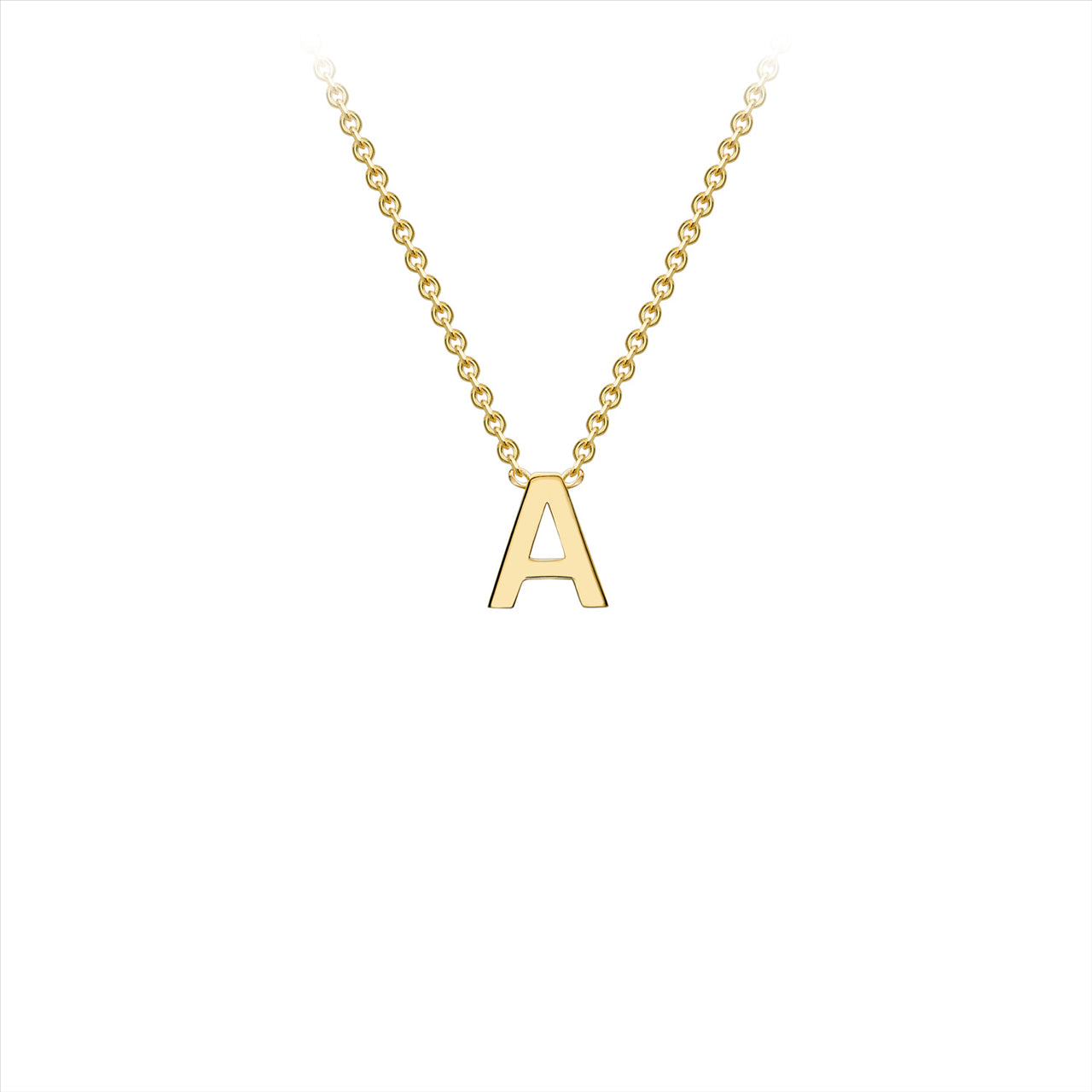 9K Yellow Gold 'A' Initial Adjustable Necklace 38cm-43cm