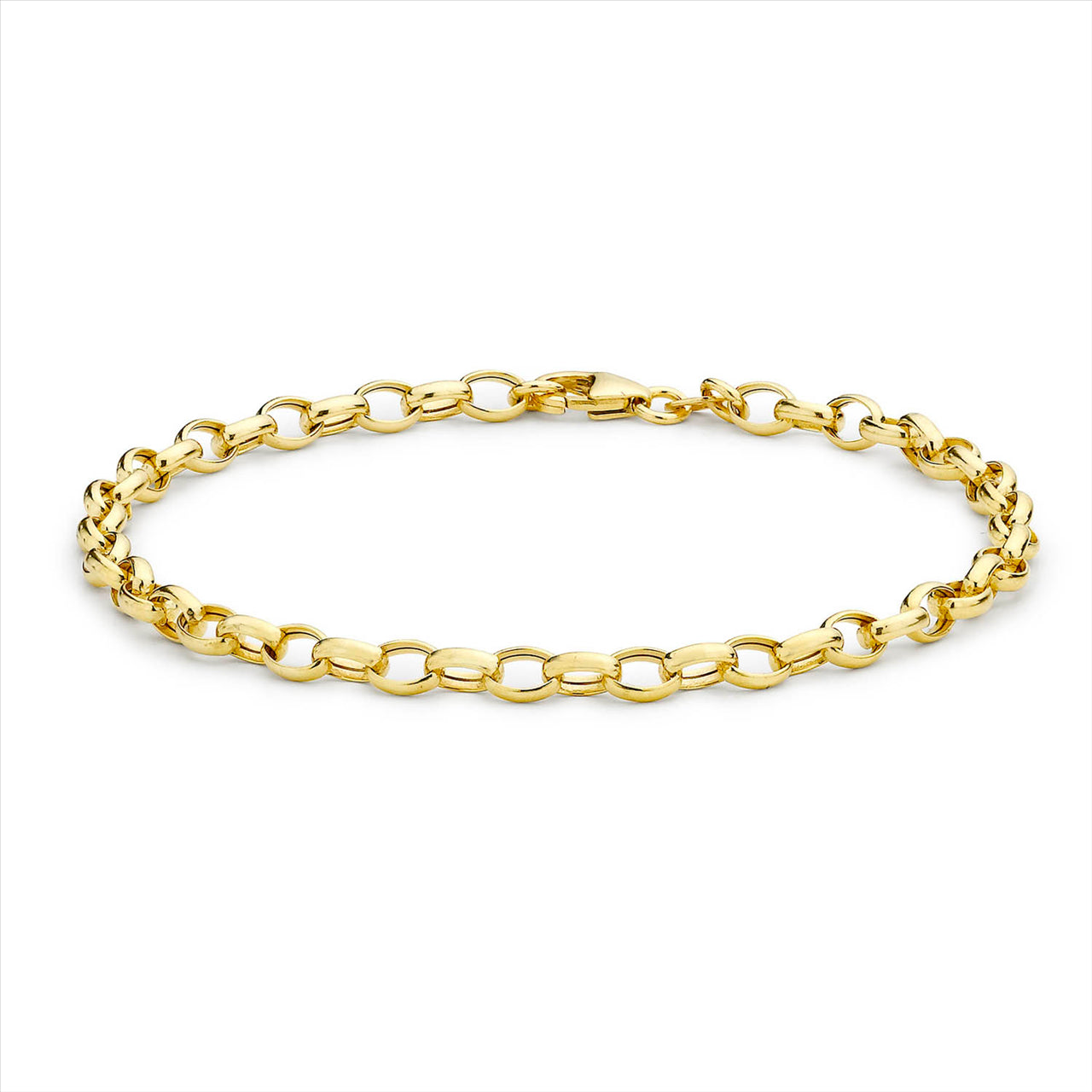 9K Yellow Gold Oval Belcher Bracelet 19cm