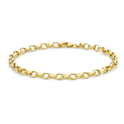 9K Yellow Gold Oval Belcher Bracelet 19cm