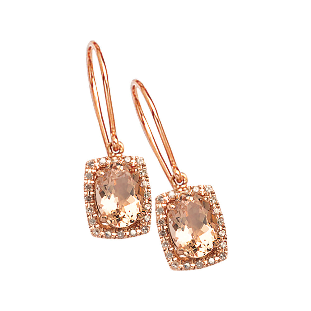 9ct RG Oval Morganite 7x5mm & Diamond =.10pts GHSI Earring