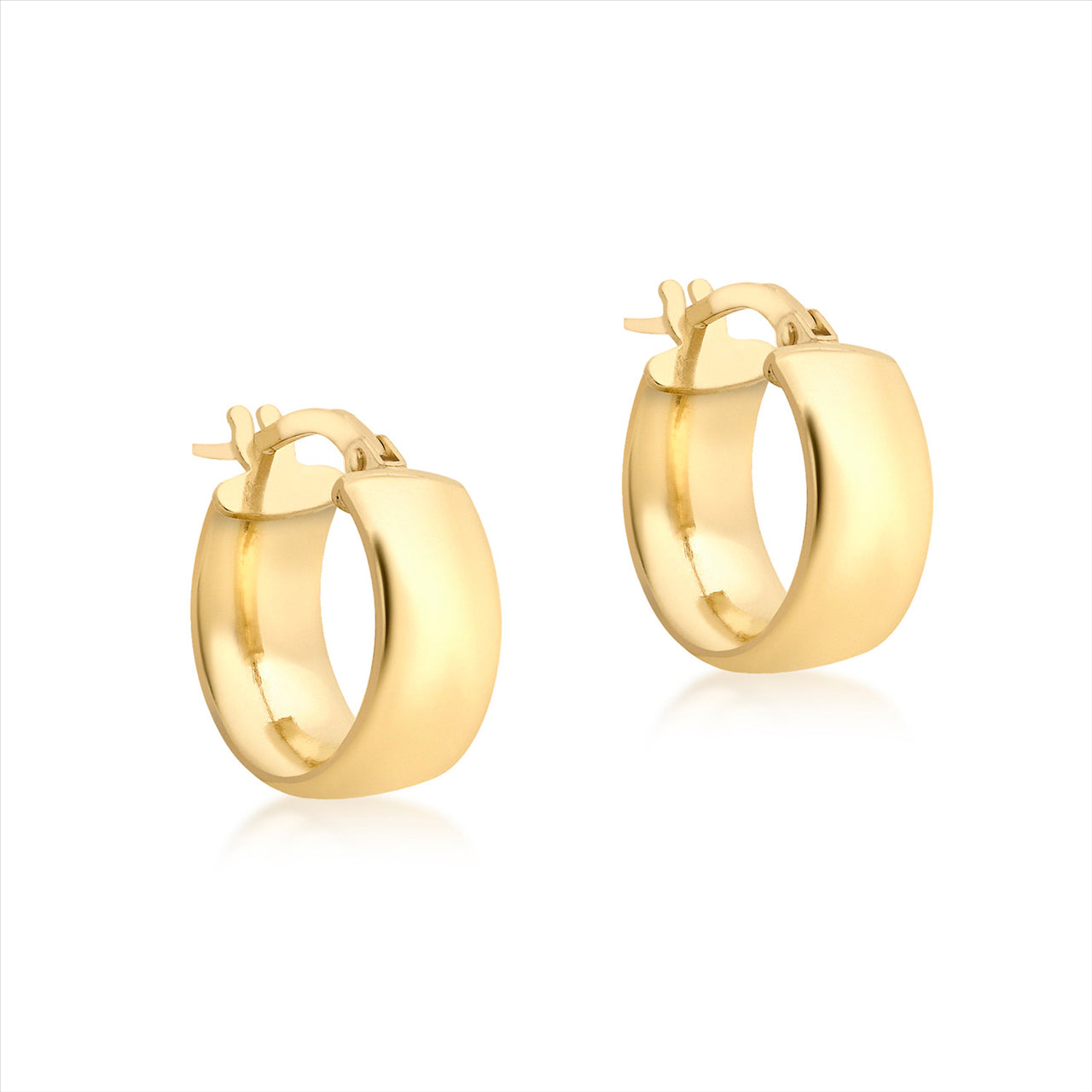 9K Yellow Gold 6mm Band 14mm Hoop Creole Earrings