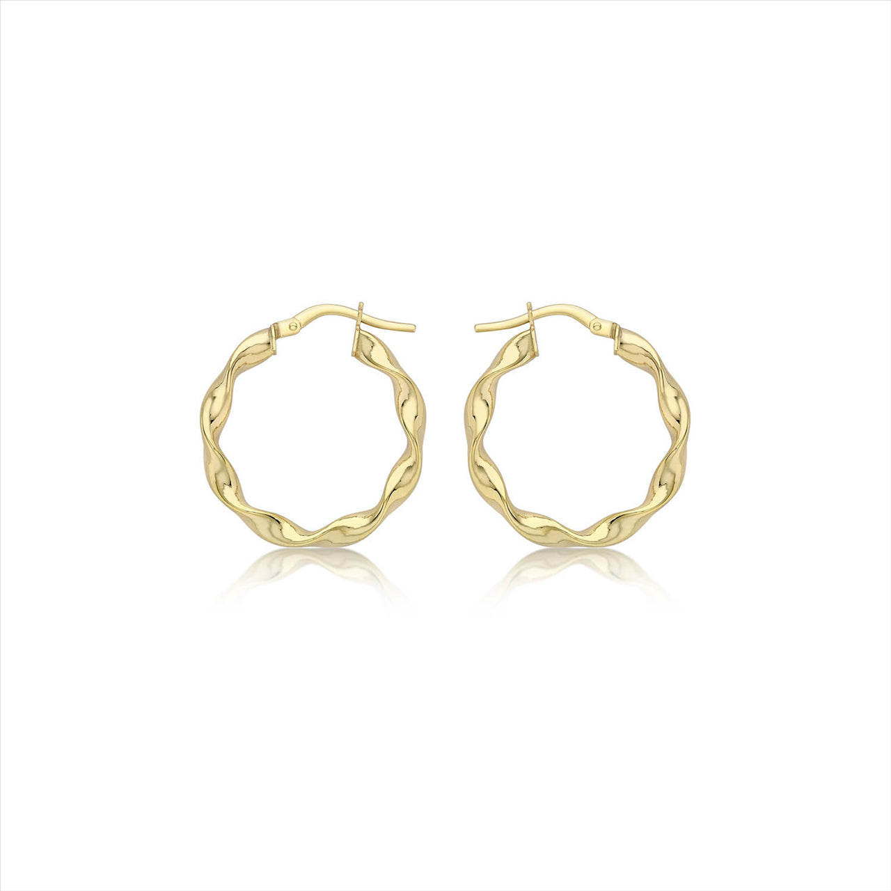 9K Yellow Gold 22.5mm Twist Hoop Creole Earrings