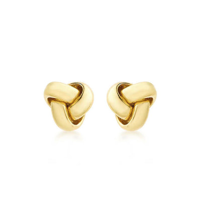 9K Yellow Gold 8mm Knot Stud Earrings