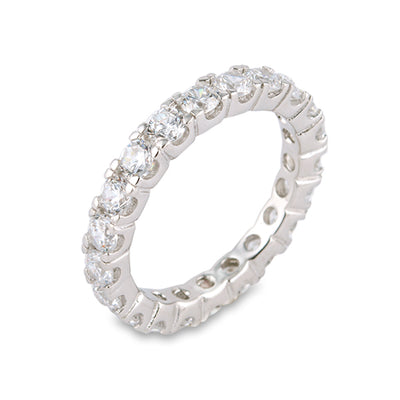 RHODIUM PLATED STERLING SILVER RING WITH CUBIC ZIRCONIA