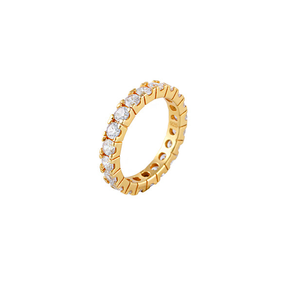 GOLD PLATED STERLING SILVER RING WITH CUBIC ZIRCONIA