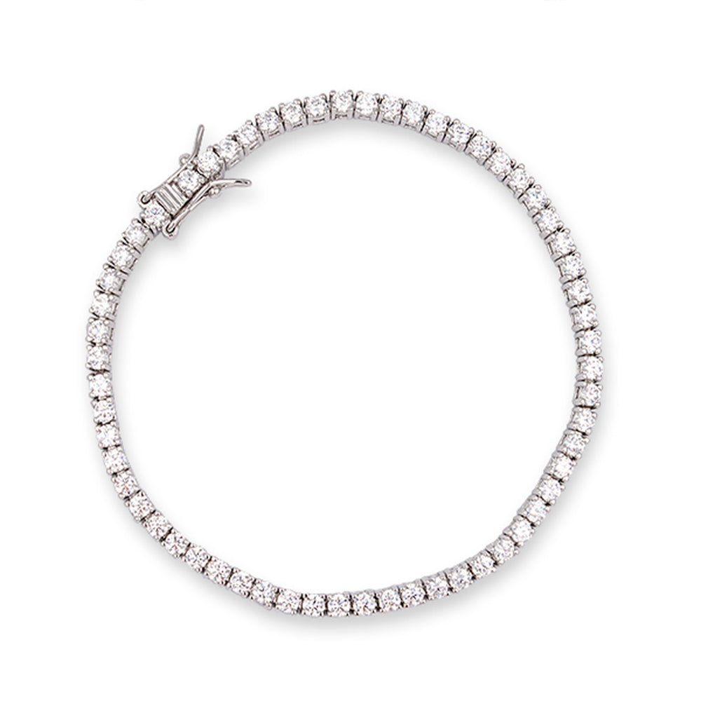 RHODIUM PLATED STERLING SILVER BRACELET WITH CUBIC ZIRCONIA