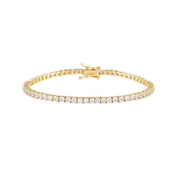 GOLD PLATED STERLING SILVER BRACELET WITH CUBIC ZIRCONIA