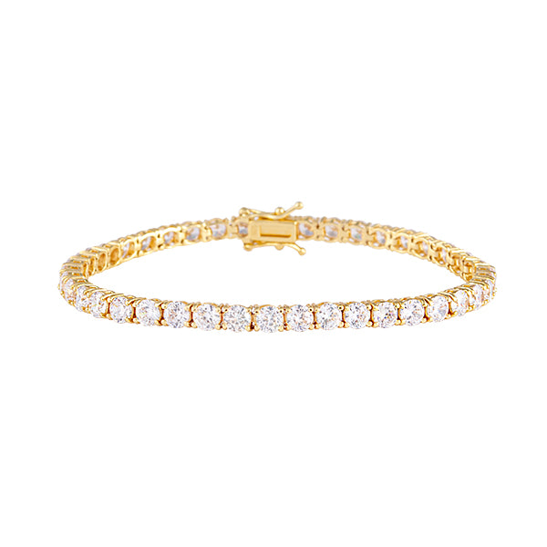 GOLD PLATED STERLING SILVER BRACELET WITH CUBIC ZIRCONIA