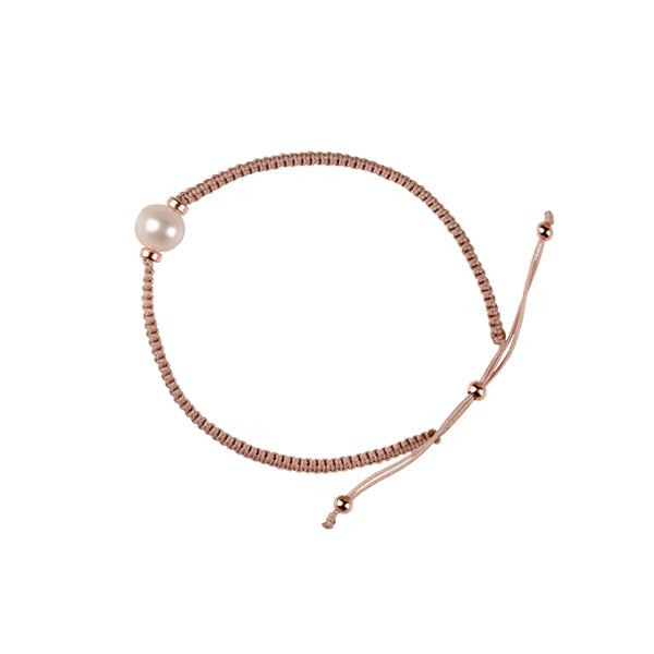 NYLON ROPE BRACELET WITH FRESHWATER PEARL