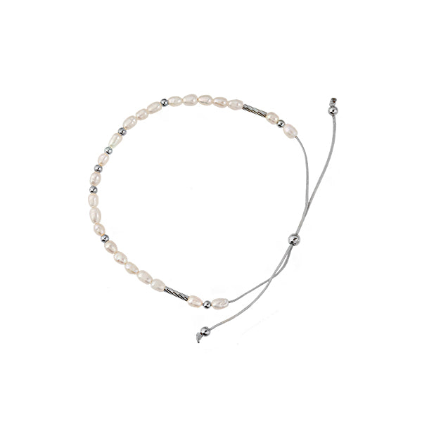 NYLON ROPE BRACELET WITH FRESHWATER PEARL