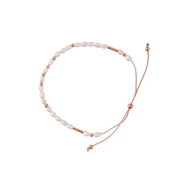 NYLON ROPE BRACELET WITH FRESHWATER PEARL