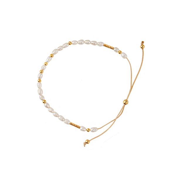 NYLON ROPE BRACELET WITH FRESHWATER PEARL