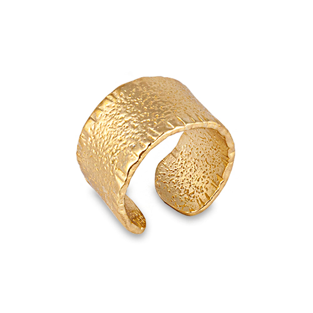 GOLD PLATED BRASS WIDE OPEN TEXTURED BANGLE