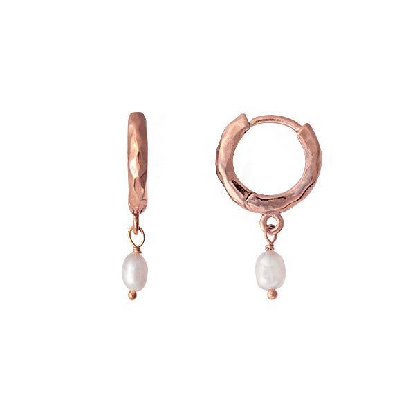 ROSE GOLD PLATED STERLING SILVER DROP EARRING WITH FRESHWATER PEARL