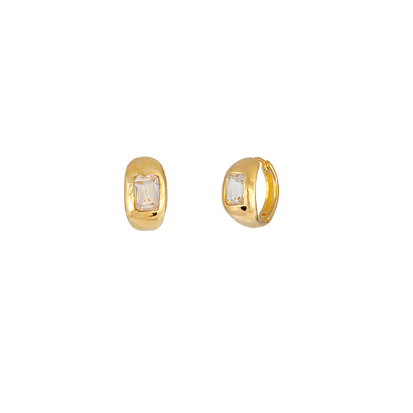 GOLD PLATED STERLING SILVER HUGGIE EARRING WITH CITRINE