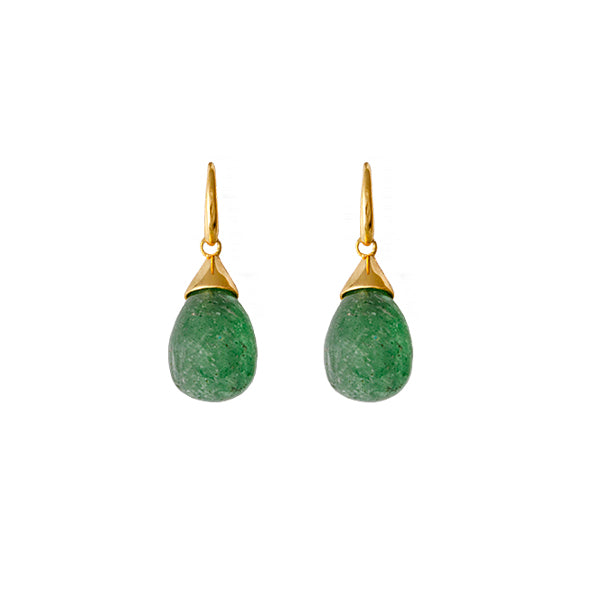 GOLD PLATED STERLING SILVER DROP EARRING WITH GREEN AMETHYST