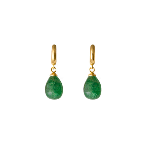 GOLD PLATED STERLING SILVER DROP EARRIGN WITH GREEN AVENTURINE