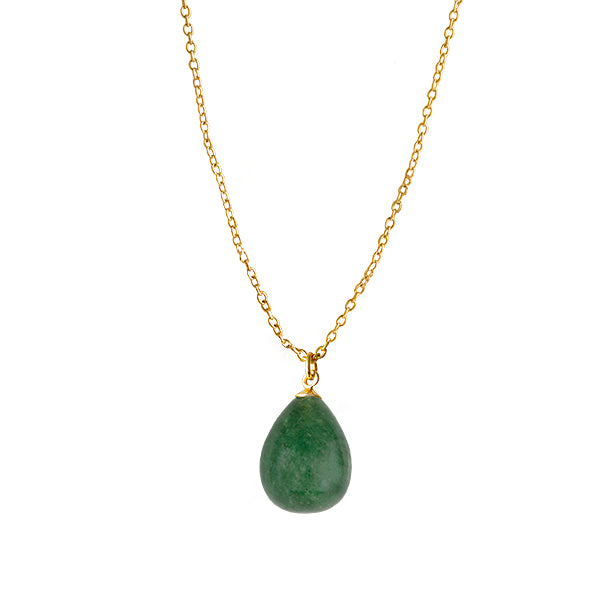 GOLD PLATED STERLING SILVER NECKLACE WITH GREEN AVENTURINE