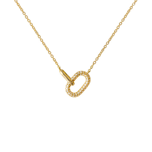 GOLD PLATED STERLING SILVER NECKLACE WITH CUBIC ZIRCONIA