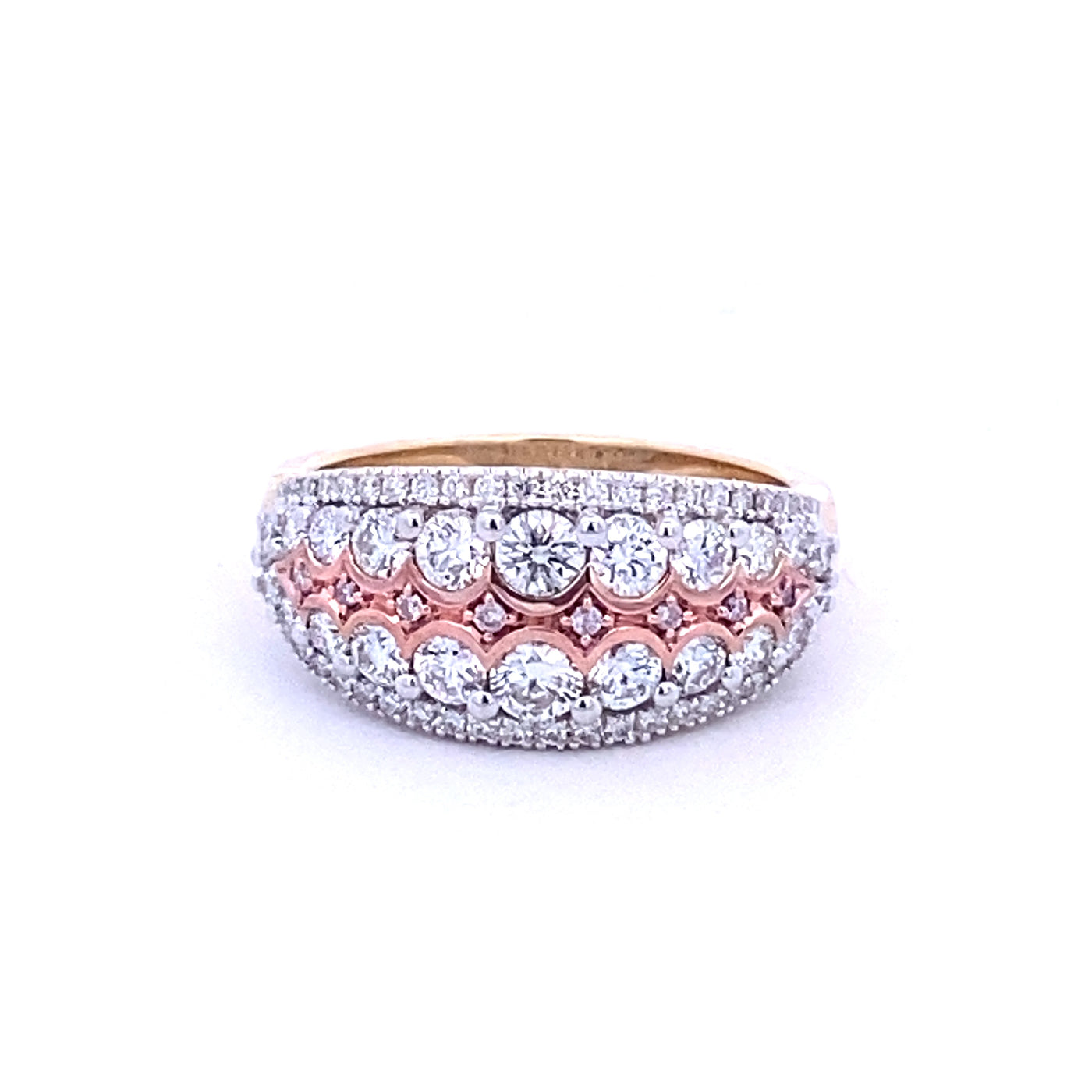 18ct Yellow Gold Pink Caviar Argyle Pink Diamond and White Diamond Ring