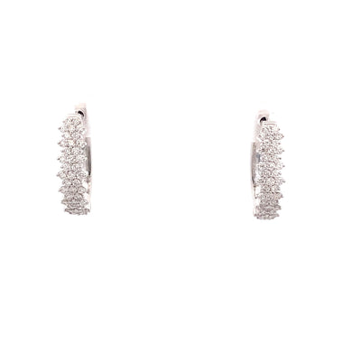 18CT White Gold Diamond Hoop Earrings