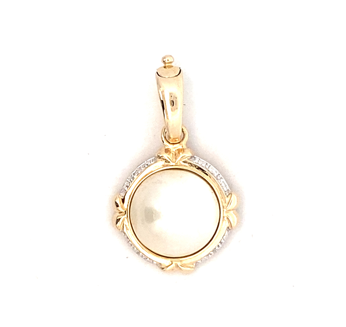 9ct Yellow Gold Diamond and Mabe Pearl Enhancer