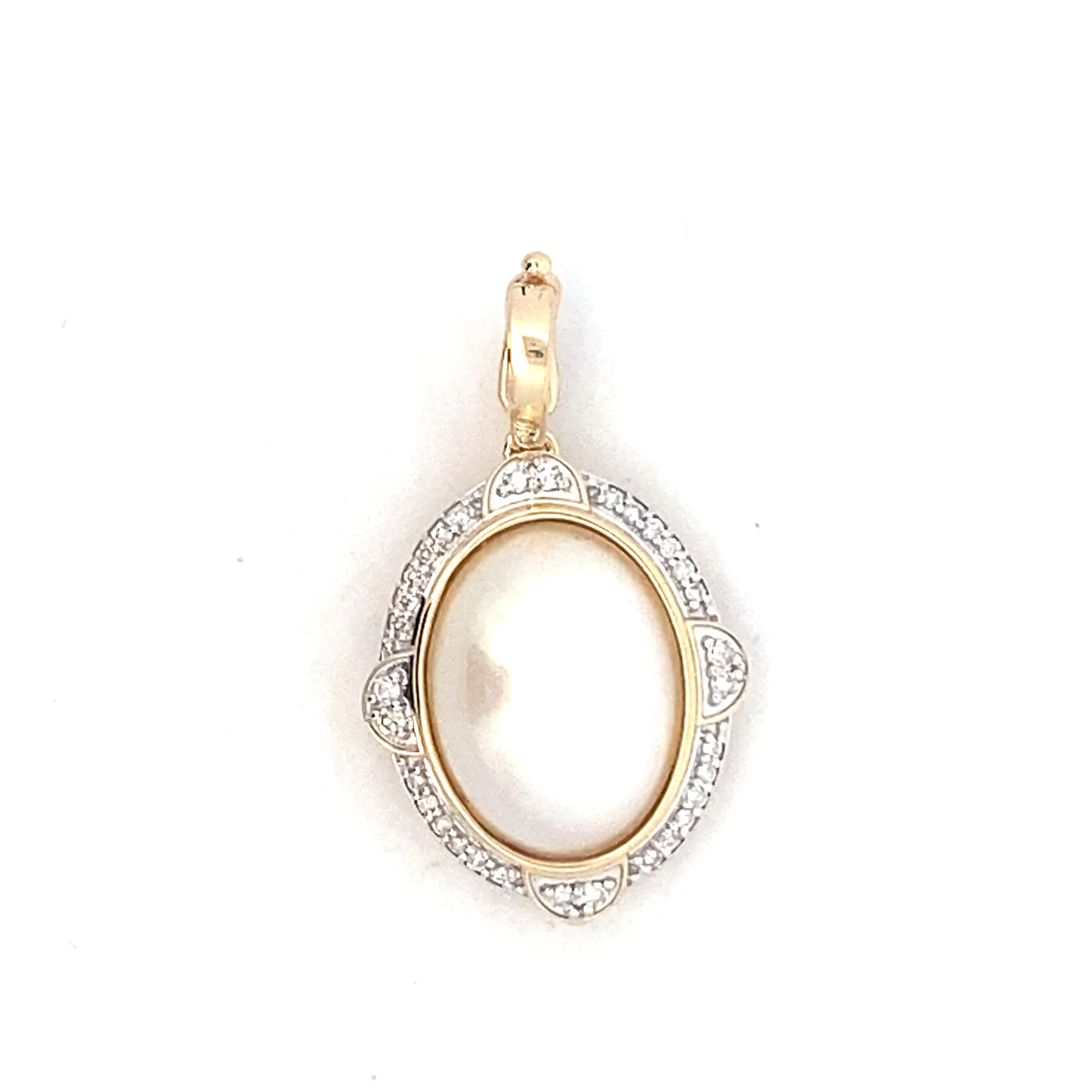 9ct Yellow/White Gold Diamond Oval Mabe Pearl Enhancer