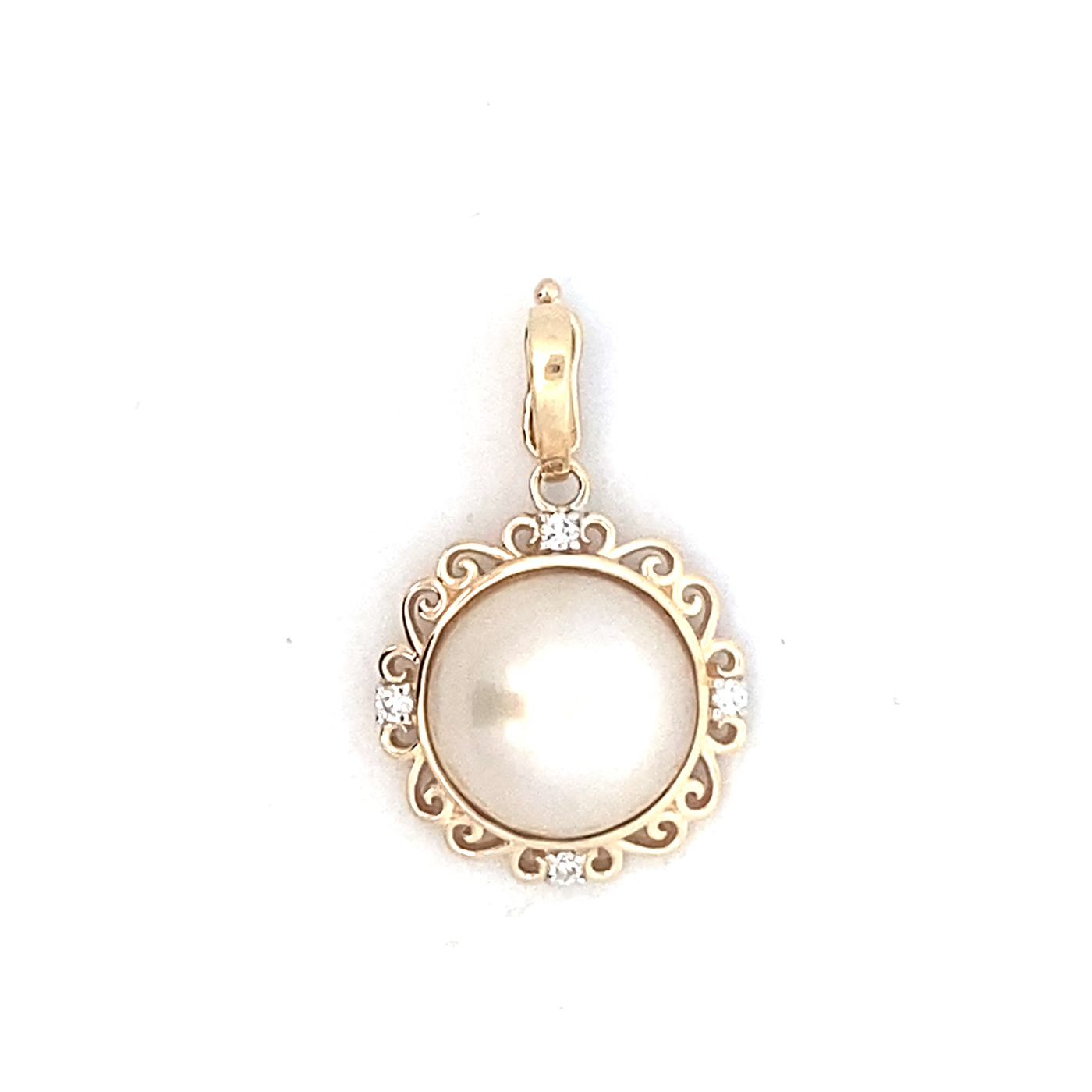 9ct Yellow Gold Diamond and Round Mabe Pearl Enhancer