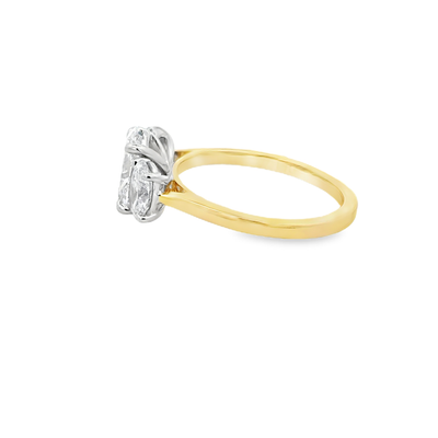 9ct Yellow Gold Oval-Cut Three Stone Laboratory Grown Diamond Ring