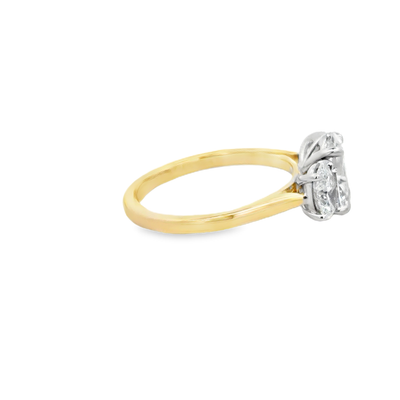9ct Yellow Gold Oval-Cut Three Stone Laboratory Grown Diamond Ring