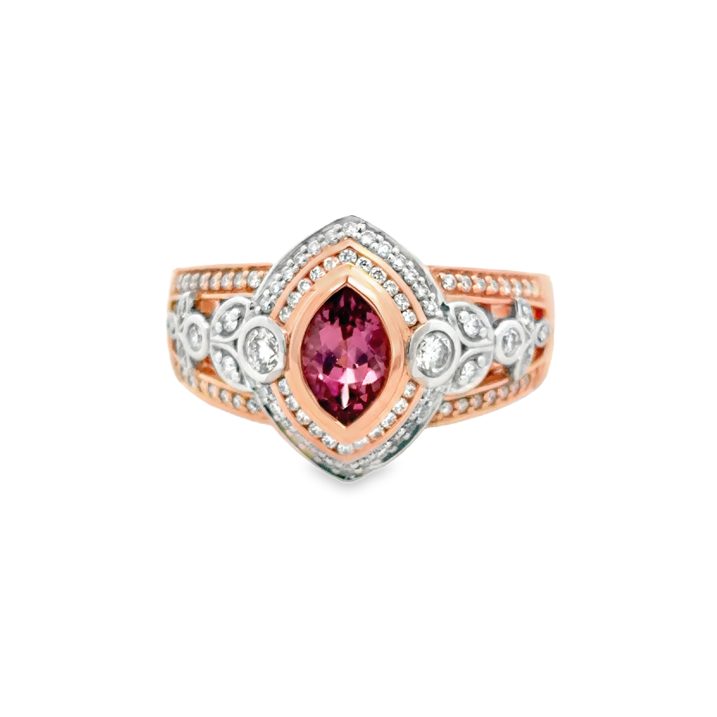 9ct Rose Gold Pink Tourmaline And Diamond Ring