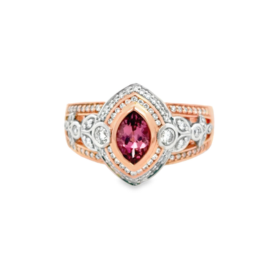 9ct Rose Gold Pink Tourmaline And Diamond Ring
