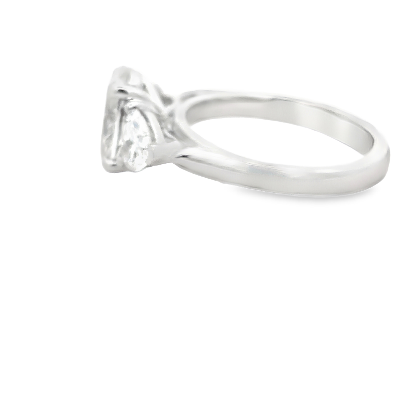 18ct White Gold Oval And Two Heart Laboratory Grown Diamond Ring