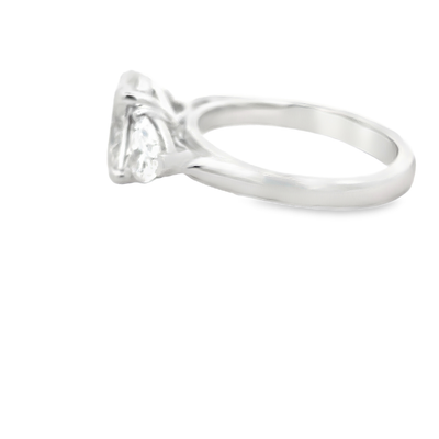 18ct White Gold Oval And Two Heart Laboratory Grown Diamond Ring