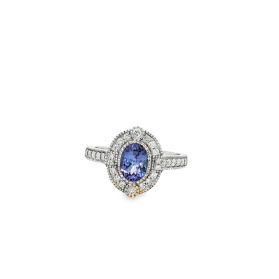 9ct White Gold Tanzanite And Diamond Ring