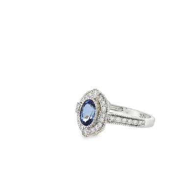 9ct White Gold Tanzanite And Diamond Ring