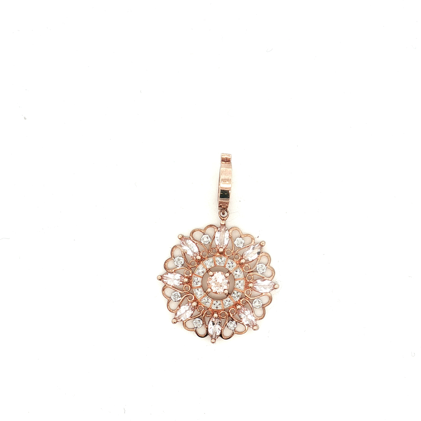 9ct Rose Gold Morganite And Diamond Pendant