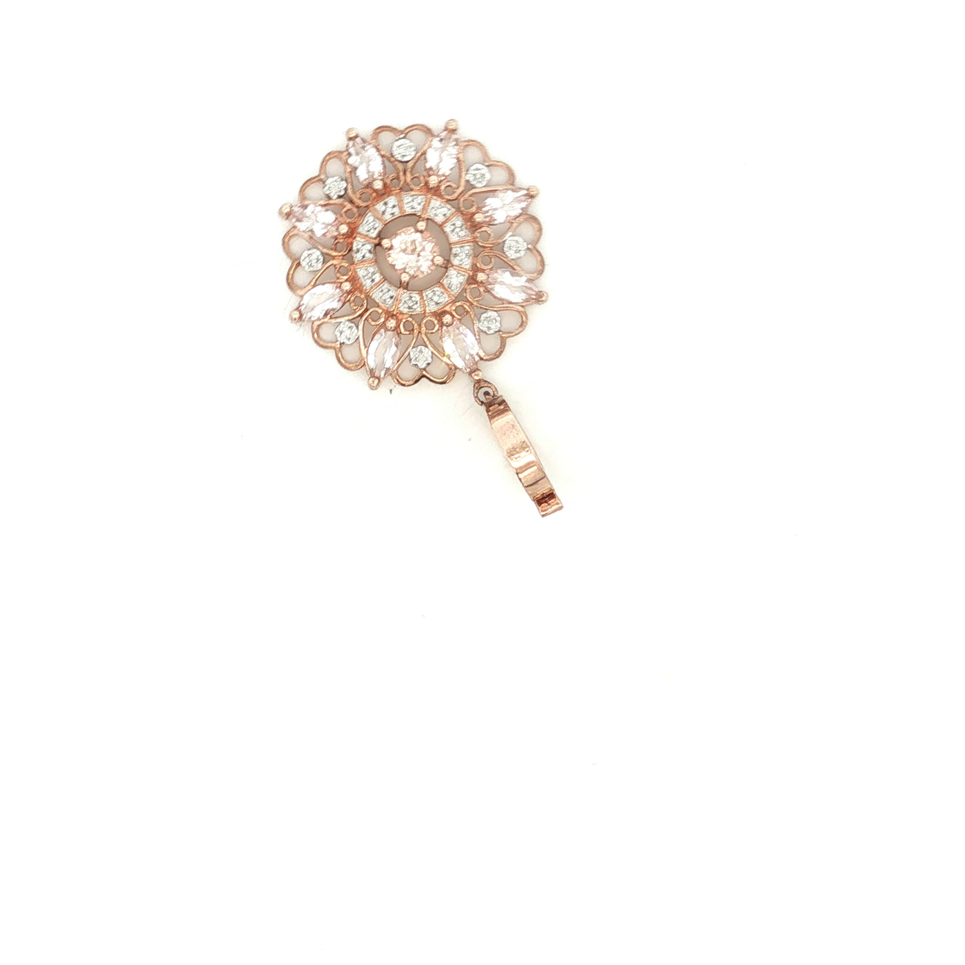 9ct Rose Gold Morganite And Diamond Pendant