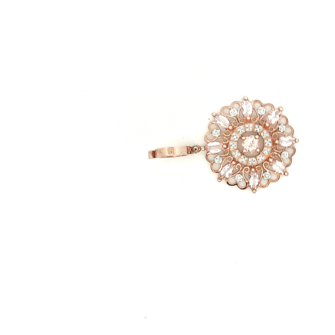 9ct Rose Gold Morganite And Diamond Pendant