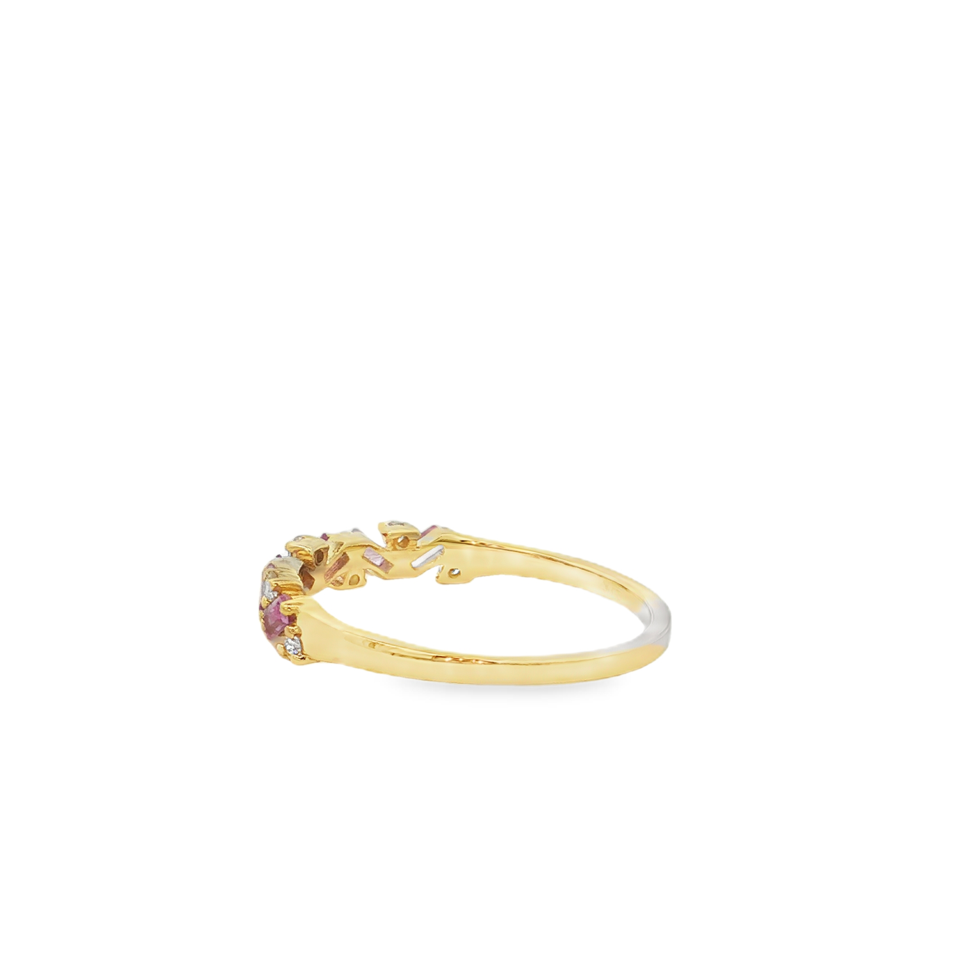 9ct Yellow Gold Band Ring With Baguette Cut Sapphires And Diamonds