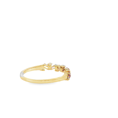 9ct Yellow Gold Band Ring With Baguette Cut Sapphires And Diamonds