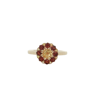 9ct Yellow Gold Multi Stone Ring Citrine And Garnets