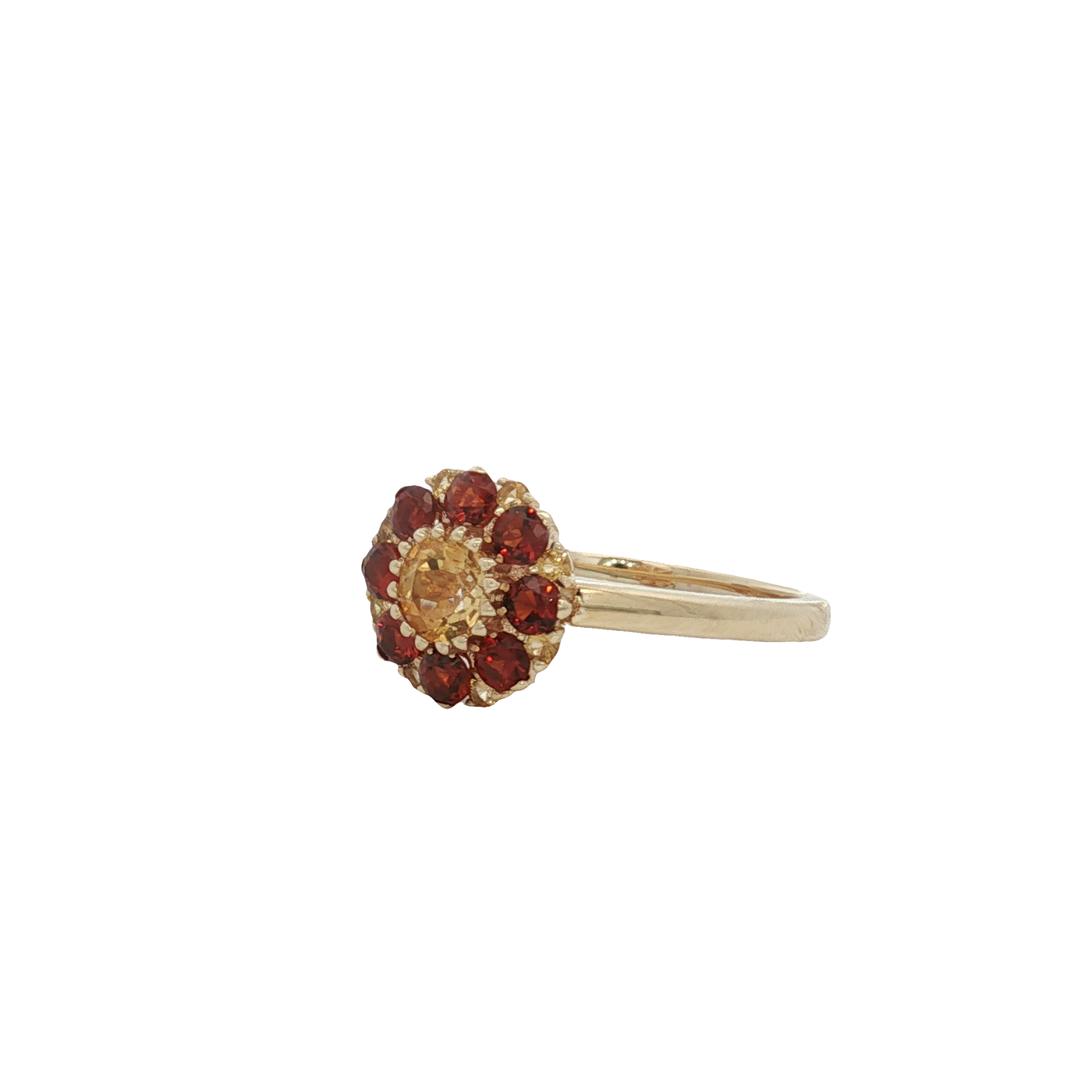 9ct Yellow Gold Multi Stone Ring Citrine And Garnets