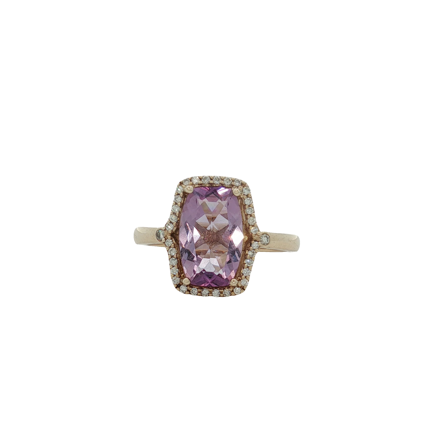 9ct Yellow Gold Amethyst And Diamond Ring