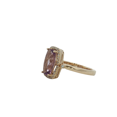 9ct Yellow Gold Amethyst And Diamond Ring